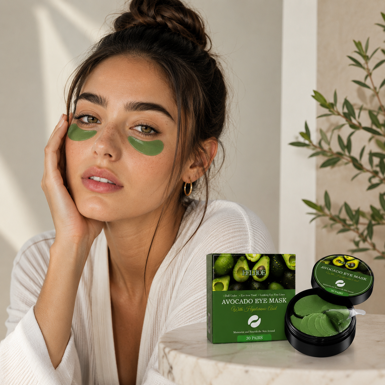 Mascarilla de Ojos de Aguacate & Ácido Hialurónico | Hidratación Profunda, Anti Ojeras y Bolsas